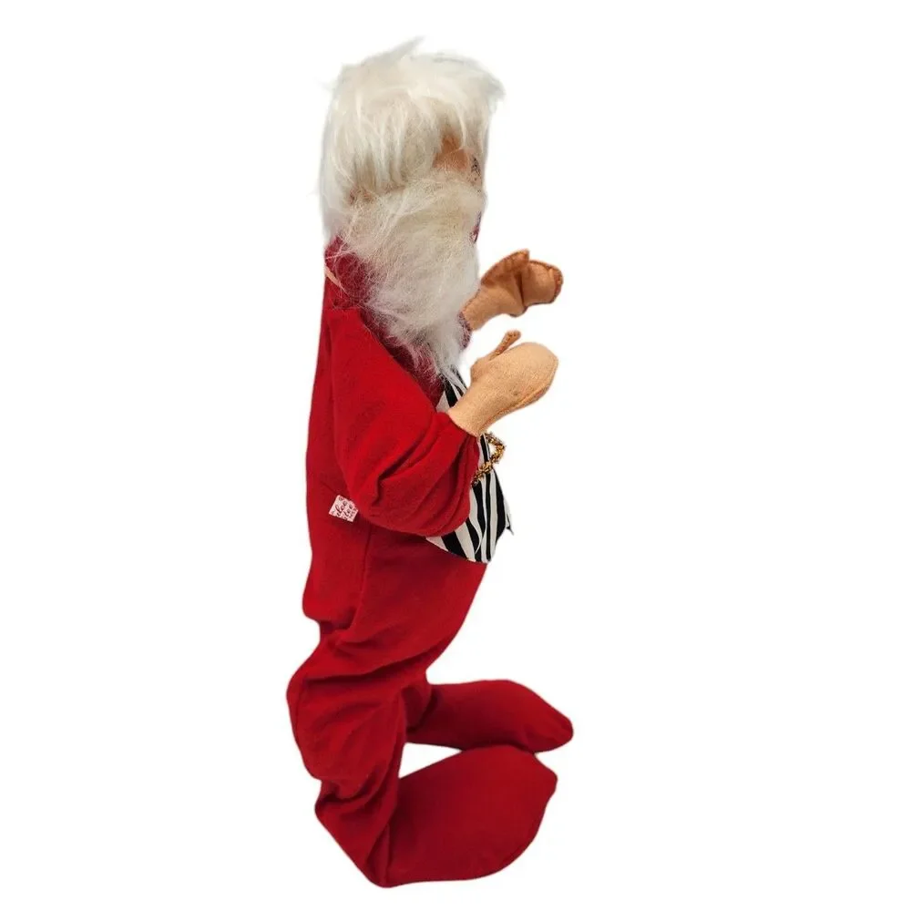 Vintage Annalee Mobilitee 18 Inch Christmas Santa Claus Figure Striped Vest